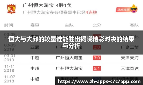 恒大与大邱的较量谁能胜出揭晓精彩对决的结果与分析