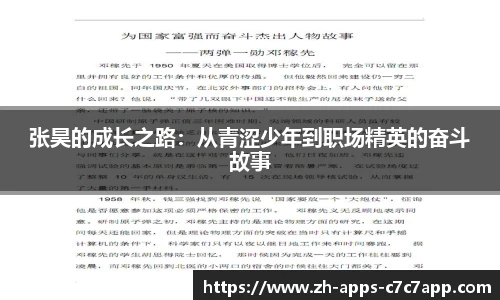 张昊的成长之路：从青涩少年到职场精英的奋斗故事