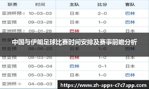 中国与伊朗足球比赛时间安排及赛事前瞻分析